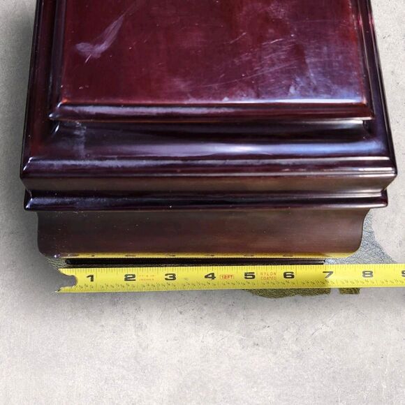 Vintage Bombay Company Mahogany Jewelry Box Red Velvet Lined w/ 2 Keys Large - Picture 15 of 16
